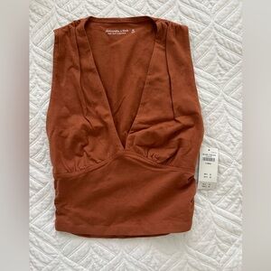 NWT Abercrombie Cotton Seamless Fabric Ruched Top